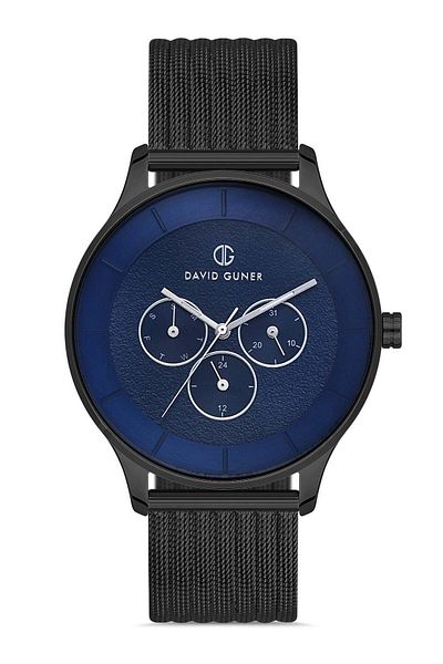 DAVID GUNER Gun Coated Blue Dial Men's Wristwatch Dg-8246Gc-V3