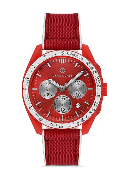 DAVID GUNER Red Dial Polycarbonate Coated Men's Wristwatch - Dg-8627Gd-Zl8