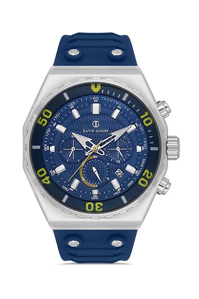DAVID GUNER Men's Wristwatch with Silver Coated Blue Dial Dg-8665Gd-L3
