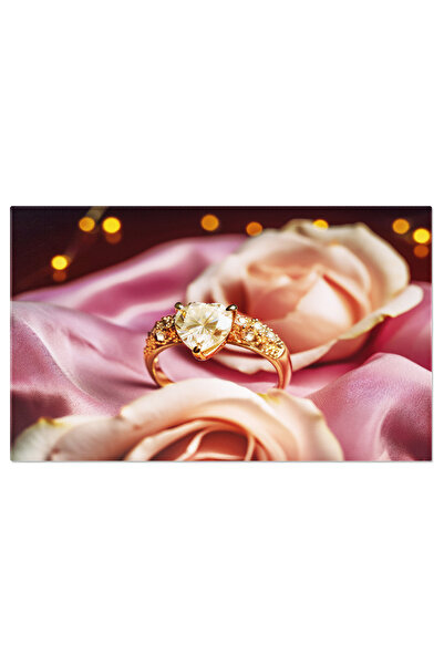 StoryGift Romania Tablou Canvas - Dragoste Si Bijuterii Din Aur Roz: Imagini Cu Inele De Logodna Si Bijuterii De