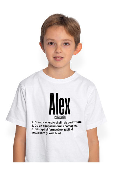 StoryGift Romania Tricou Copii Baieti Cu Numele Alex, Cu Mesaj Motivational, ...