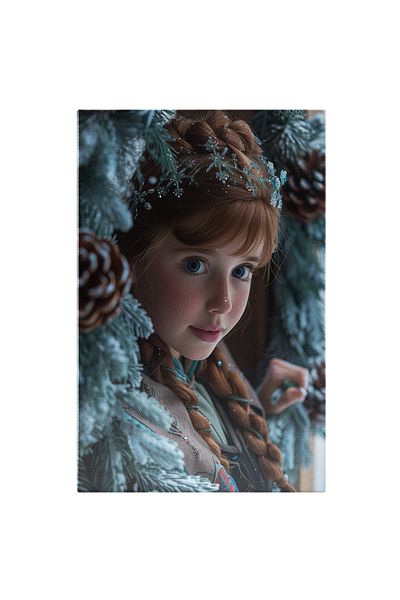 StoryGift Romania Tablou Canvas: Fetita Roscata Cu Ochii Albastri Si Parul Impletit Cu Breton Si Coronita Din Fu