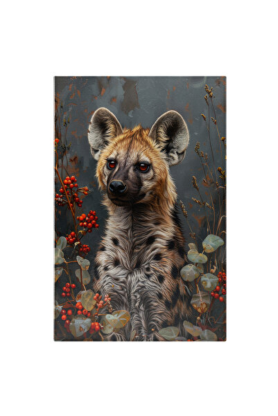 StoryGift Romania Tablou Canvas Hiena Pui Cu Ochii Rosi Si Blana Gri-maronie ...