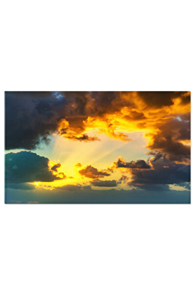 StoryGift Romania Tablou Canvas Cer Dramatic La Apus Cu Tonuri De Galben, Alb...