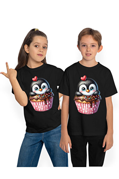 StoryGift Romania Tricou Copii Cu Un Pinguin Care Sta Intr-o Briosa, Ilustrat...