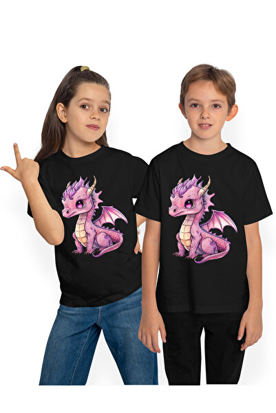 StoryGift Romania Tricou Copii Cu Un Pui De Dragon Roz, Ilustratie, Putin Tri...