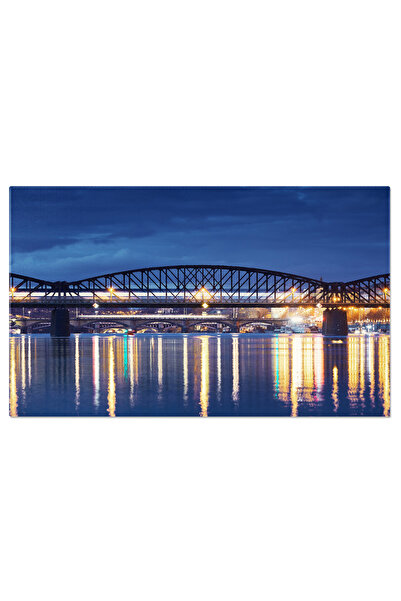 StoryGift Romania Tablou Canvas Peisaj Urban Nocturn La Praga, Pod Feroviar, Nocturn, Skyline, Destinatie Turisti