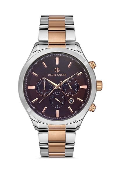 DAVID GUNER Rose White Coated Brown Dial Men's Wristwatch Dg-8400Ga-E6