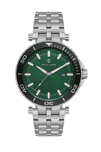 DAVID GUNER Men's Wristwatch with Green Dial and Calendar - Dg-8393Ga-A10