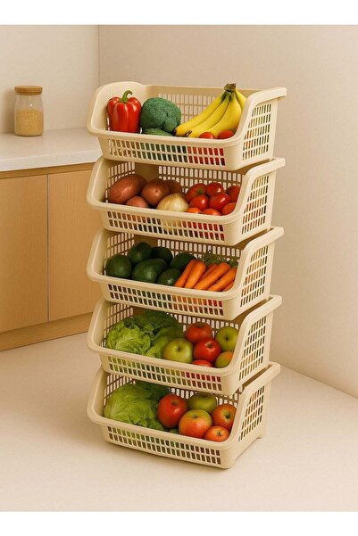 ALMUFARREJ 5-tier kitchen storage and organization basket Brown