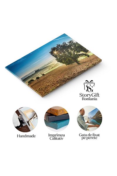 StoryGift Romania Tablou Canvas: Armonia Naturii - Drum Rural, Chiparos Italian, Rasarit, Cultura Europeana, Casa