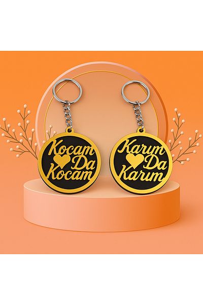 mrchediyesepeti Keychain Set of 2 with Special Design Box for Husband and Wife