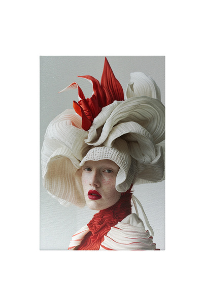 StoryGift Romania Tablou Canvas Femeie Pistruiată Cu Ruj Roșu Îmbrăcată Moder...