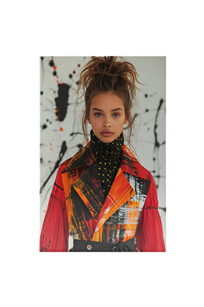 StoryGift Romania Tablou Canvas Fetita Frumoasa Cu Parul Prins Si Buze Mari C...