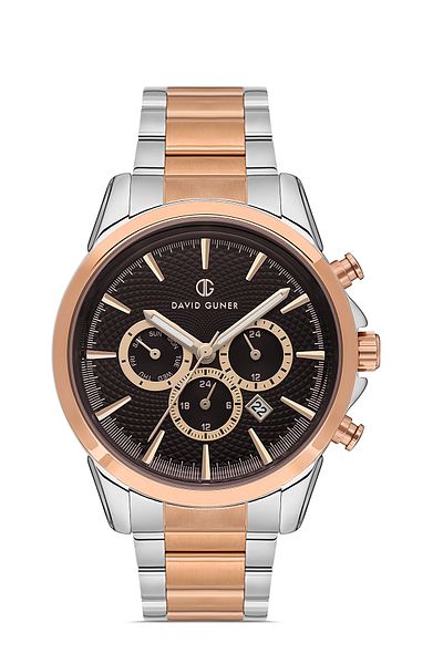 DAVID GUNER Men's Wristwatch Dg-8649Ga-E6 with Silver Coated Brown Dial