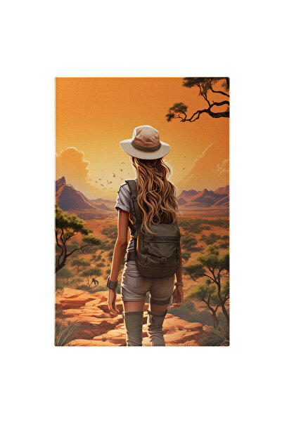 StoryGift Romania Tablou Canvas 90 x 60CM in safari Frumusete, Palarie de cow...