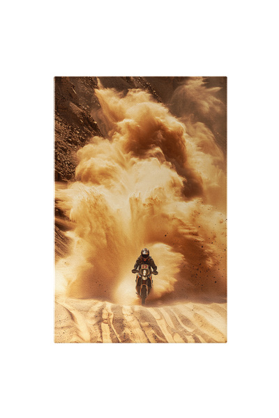 StoryGift Romania Tablou Canvas: Tabou Motociclist Care Merge In Desert Cu Ec...