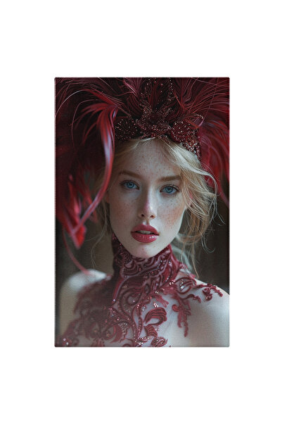 StoryGift Romania Tablou Canvas: Eleganța Și Luxul Accesoriilor Întâlnite Într-un Portret Feminin- Roșu Sângeriu