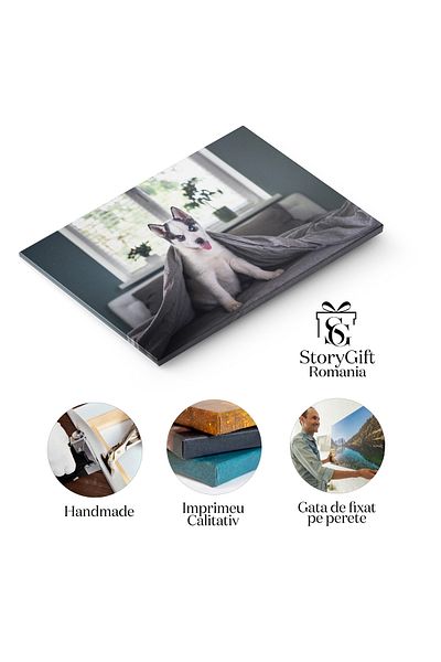 StoryGift Romania Tablou Canvas Caine Alb Mic, Rasa Husky Siberian, Husky, Caine, Siberian, Alb, Pufoas 98