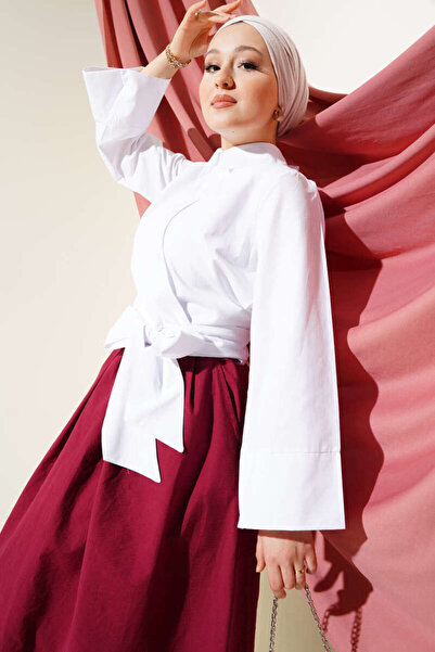 LyLGyM FASSION IS PASSION Κοντό πουκάμισο με χιαστί κουμπιά και δεμένο στη μέ...