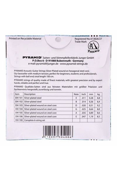 Pyramid Pyramid 304/100 Acoustic Guitar String Set