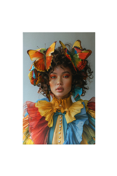 StoryGift Romania Tablou Canvas Vibrant Și Viu Femeia Cu Machiaj Viu Și Rochi...