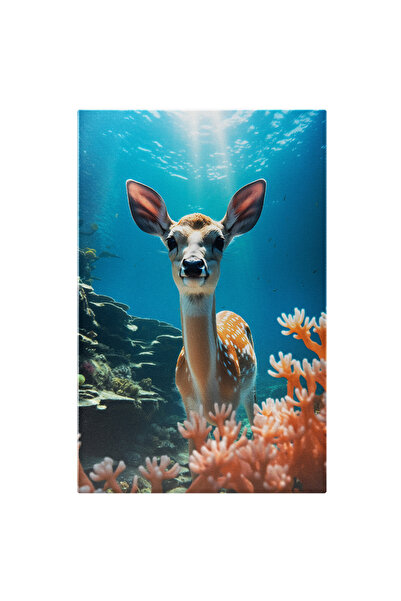 StoryGift Romania Tablou Canvas: Caprioara Care Sta In Ocean Inconjurata De P...