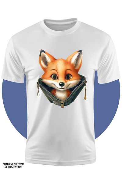 StoryGift Romania Tricou Copii Cu Un Pui De Vulpe Care A Deschis Un Fermoar, Ilustratie, Vesel, Fericire, Pe