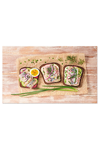 StoryGift Romania Tablou Canvas Sandvis Smorrebrod Danez Cu Hering, Ridiche P...