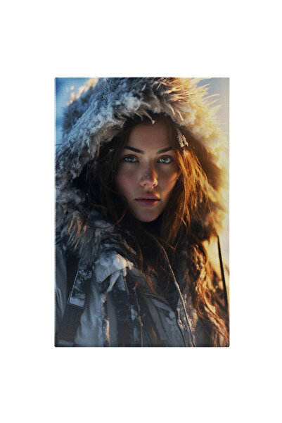 StoryGift Romania Tablou Canvas: Portret Femeie In Geaca Groasa De Iarna Cu G...