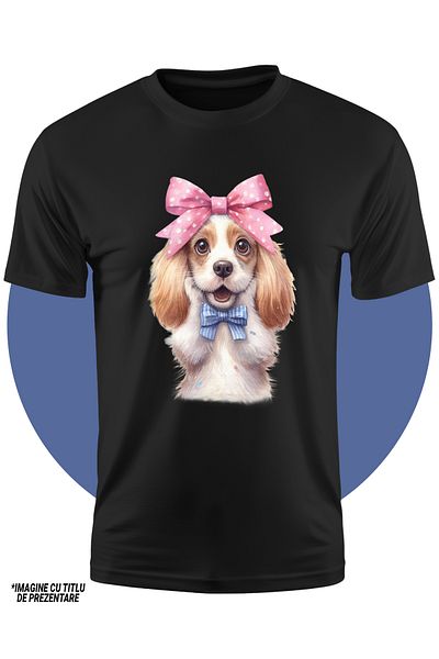StoryGift Romania Kids T-Shirt With Amazed Puppy, Illustration, Bow, Scared, Delighted, Furry, White, Orange