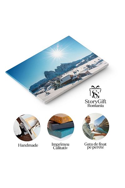 StoryGift Romania Tablou Canvas Peisaje De Iarna In Dolomiti: Gheata Si Culori Calde, Armonie Perfecta