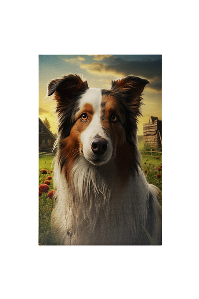 StoryGift Romania Tablou Canvas: Caine In Natura Portretul Patrupedului Situat Intr-un Camp Cu Maci - Culori Vib