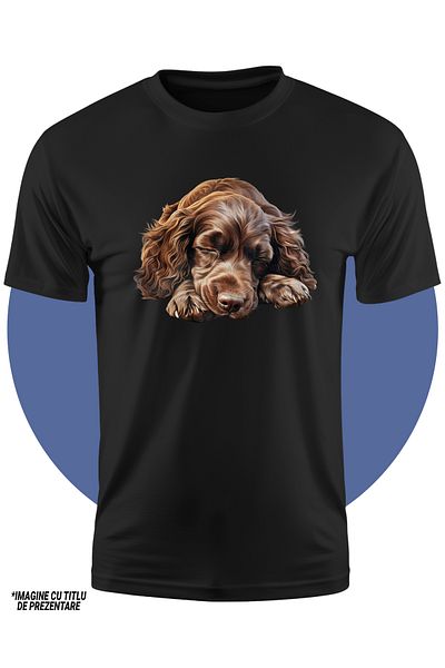 StoryGift Romania Tricou Copii Cu Un Catel Maro Care Doarme Lat, Ilustratie, Somn, In Lumea Viselor, Epuizar