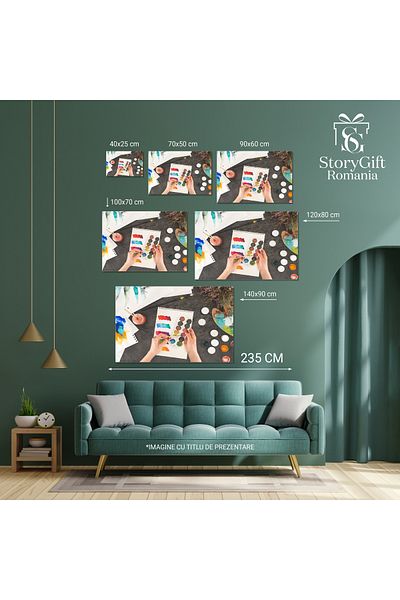 StoryGift Romania Tablou Canvas Arta In Actiune Imagine Cropped Cu Un Artist Amestecand Vopsele Aquarelle, O Pict