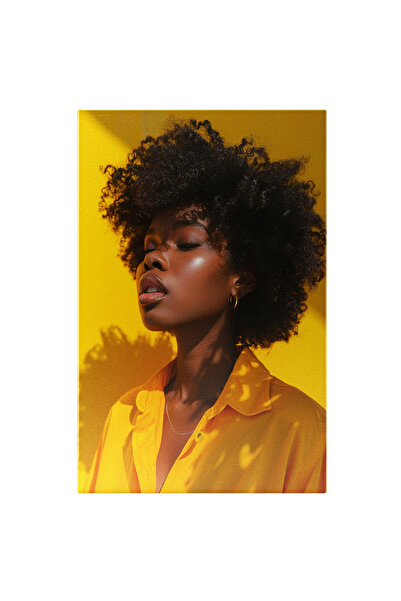 StoryGift Romania Tablou Canvas Arapcă În Cămașă Galbenă Ochi Închiși Păr Cre...