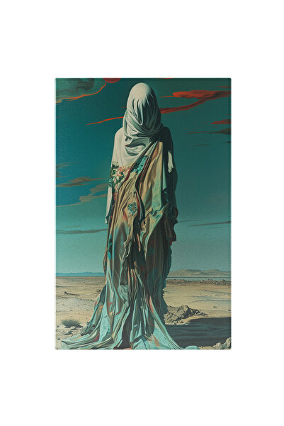 StoryGift Romania Tablou Canvas: Personaj Mascat Cu Mantie Elegantă Întoarsă Cu Spatele Și Nuanțe De Albastru Și