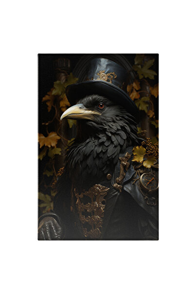 StoryGift Romania Tablou Canvas: Întunericul Apăsător Corbul Gentilom Pasărea Cu Joben Și Frunzișul Idealist Pict