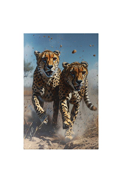 StoryGift Romania Tablou Canvas: Doi Leoparzi Cu Ochii Rosii Si Coltii Mari I...