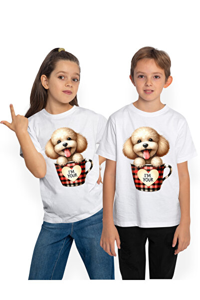 StoryGift Romania Tricou Copii Cu Un Catel Blanos Care Sta Intr-o Ceasca, Ilu...