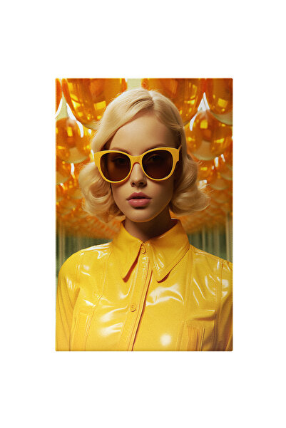 StoryGift Romania Tablou Canvas: Model In Galben , Arta, Frumusete, Blond, Lucrari De Arta, Ochelari, Moda, Acces