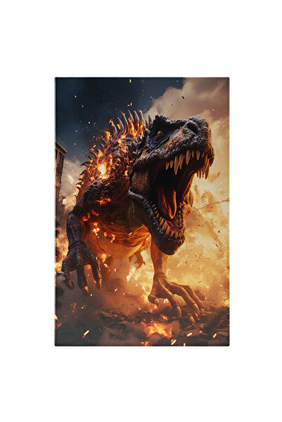 StoryGift Romania Tablou Canvas: Imaginea Unei Godzille Furioase In Flacari - Fotografie Artistica Si Actiune Sc