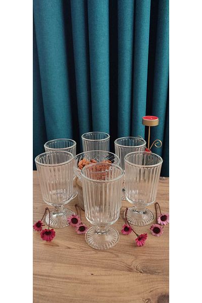 ORTAKÖY CENNETİ Footed Goblet Soft Drink Glass Origami Model 180 Cc Volume 13 cm Height 7 cm Mouth Width