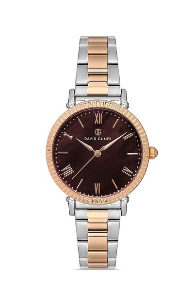 DAVID GUNER Rose White Coated Brown Dial Women's Wristwatch Dg-8644La-E6