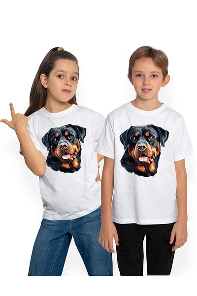 StoryGift Romania Tricou Copii Cu Un Caine Vesel, Limba Scoasa, Ilustratie, Bucutie, Jucaus, Prietenul Omulu