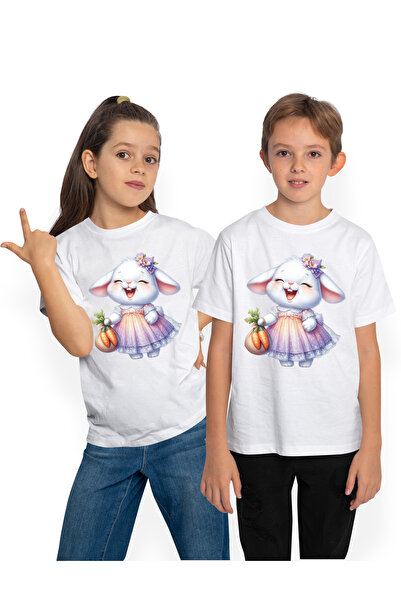StoryGift Romania Tricou Copii Cu O Iepuroaica Vesela, Ilustratie, Rade, Flor...