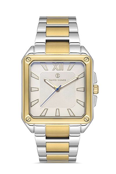 DAVID GUNER Yellow Silver Plated - Silver Dial Men's Wristwatch