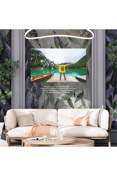 StoryGift Romania Tablou Canvas Lacul Braies In Toata Splendoarea Sa, Italia, Explorare, Calator, Alpi, Apa, Barc