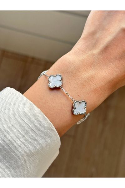 YOUES JEWELRY 316L Steel Clover Bracelet Women Men Unisex Bracelet Double Sided Bracelet