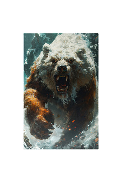 StoryGift Romania Tablou Canvas: Urs Fioros Cu Gheare Și Colți În Acțiune- Animal Sălbatic Pictura Digitala